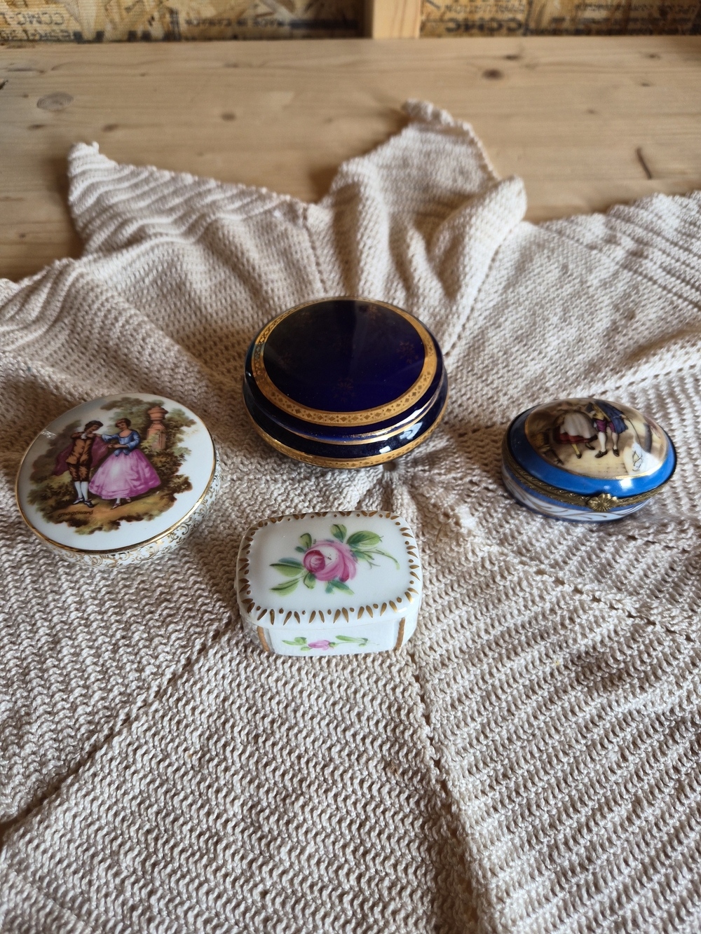 Set Of 4 Vintage Limoges Trinket Boxes